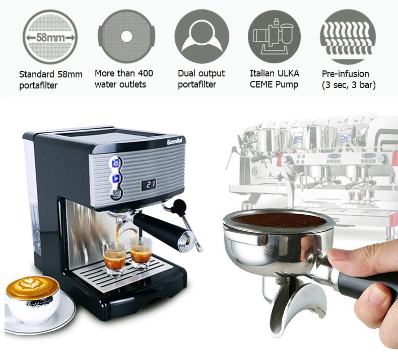 Gemilai CRM3601 Espresso Machine (Package with Flat Burr Grinder)